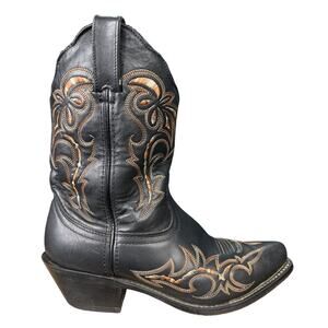 Road Wolf Women’s Black Leather Embroidered Western Cowgirl Boot Size US 6.5